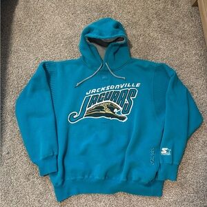 Vtg 1993 Jacksonville Jaguars Banned Logo Starter NFL Graphic Hoodie Men's Sz L